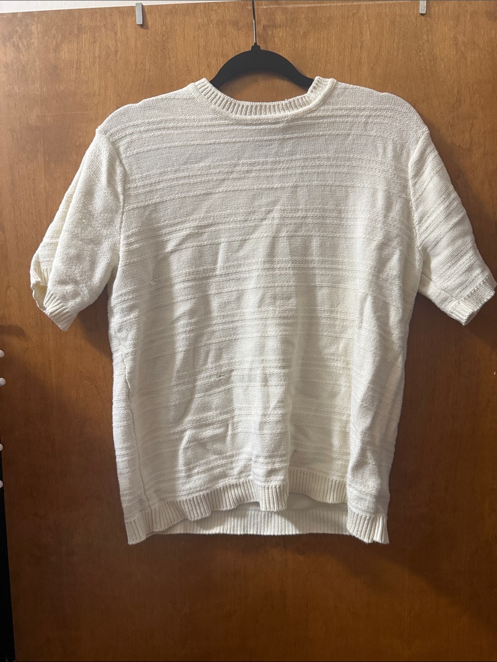 American Eagle Outfitters Cream Short Sleeve Textured Knit Tee